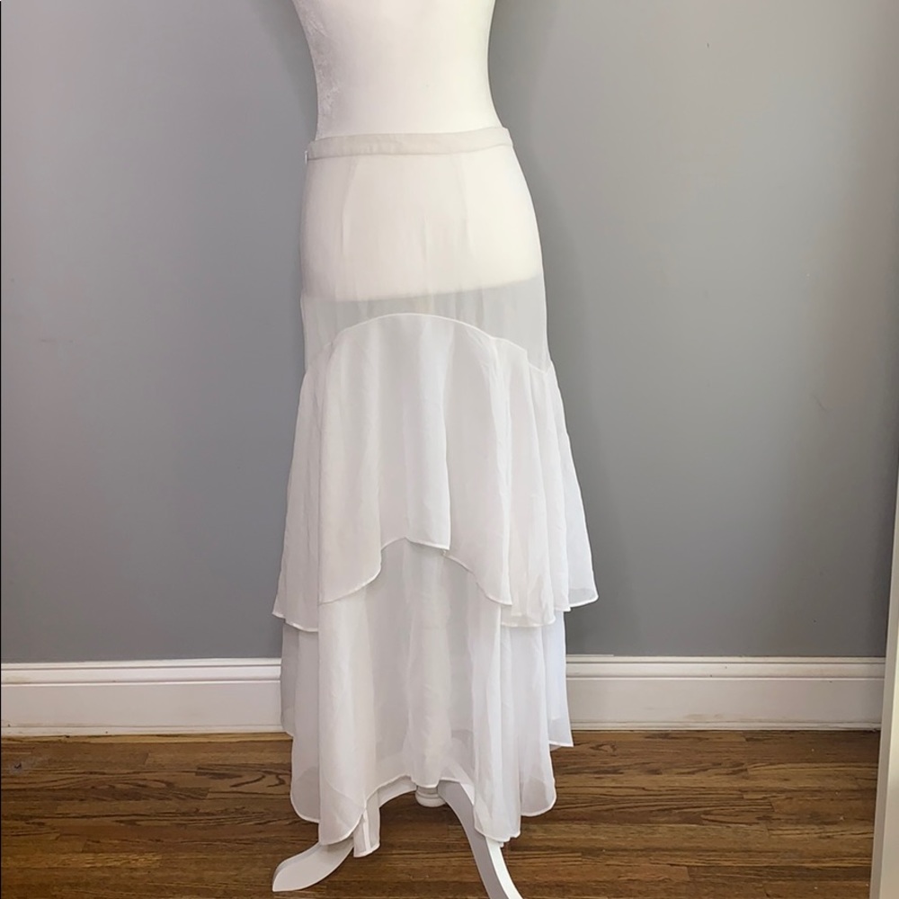 Anthropologie Sheer White Tiered Ruffle Skirt S - Picture 6 of 8